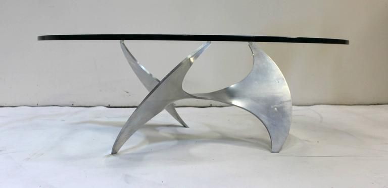 Awesome Series Of Aluminium Coffee Tables Throughout Mid Century Knut Hesterberg Style Aluminium Propeller Base Glass (Photo 38 of 50)