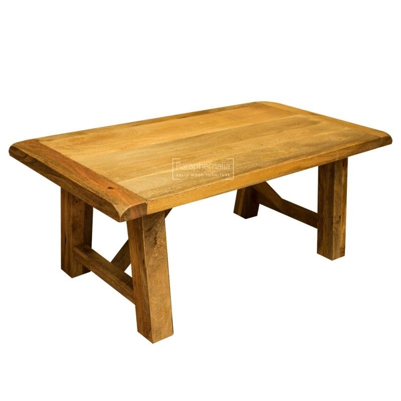 Awesome Trendy Mango Wood Coffee Tables Pertaining To Garda Light Mango Wood Coffee Table Trestle Style Solid Wooden (View 34 of 50)