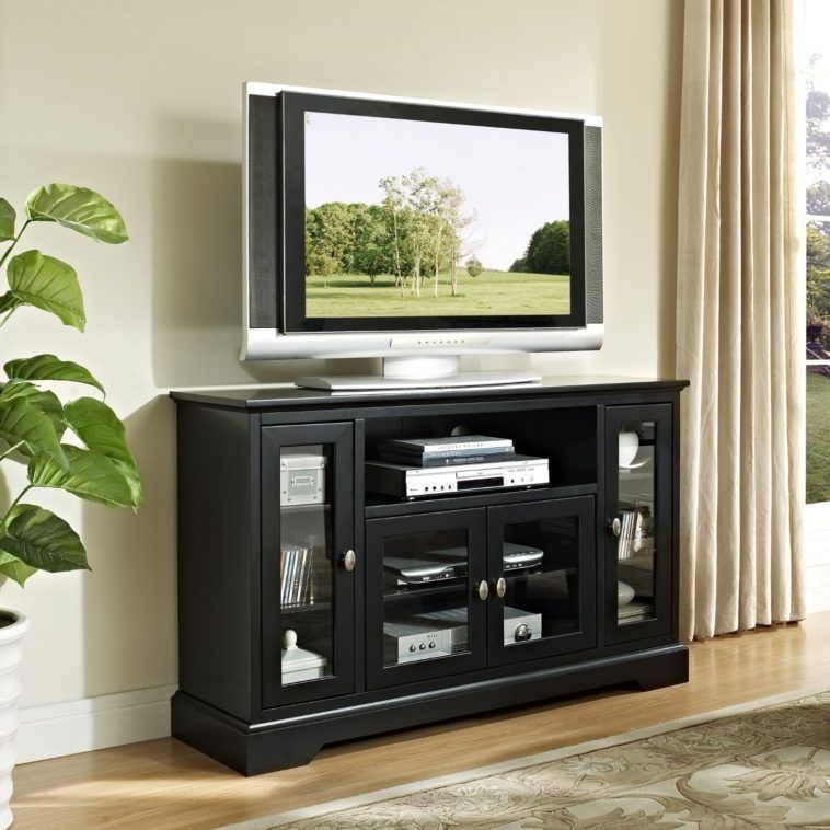 Awesome Variety Of LED TV Stands Within Furniture Black Wooden Tv Stands With Mount And Storage Having (View 35 of 50)