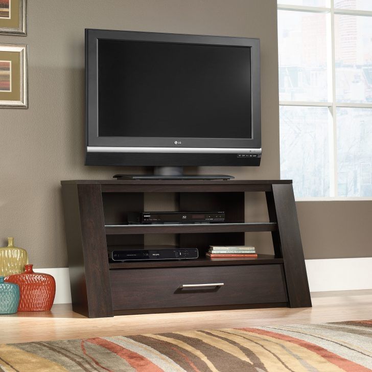 Awesome Wellliked Black Wood Corner TV Stands Intended For Leaning Black Wood Corner Tv Stands For Black Flat Screens With (Photo 47 of 50)