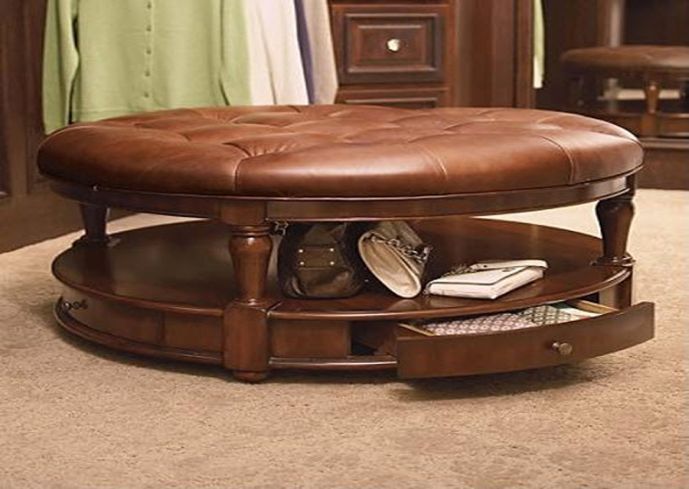 Awesome Widely Used Round Coffee Tables With Storage Regarding Round Ottoman Coffee Table (View 28 of 50)