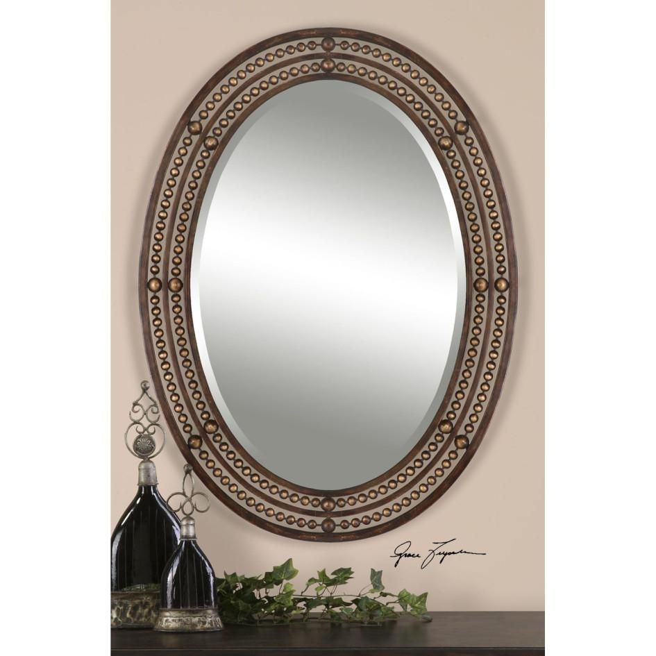 Bathroom Ideas: Leaves Cheap Oval Bathroom Mirrors Under Two Wall Regarding Oval Shaped Wall Mirrors (Photo 14 of 20)