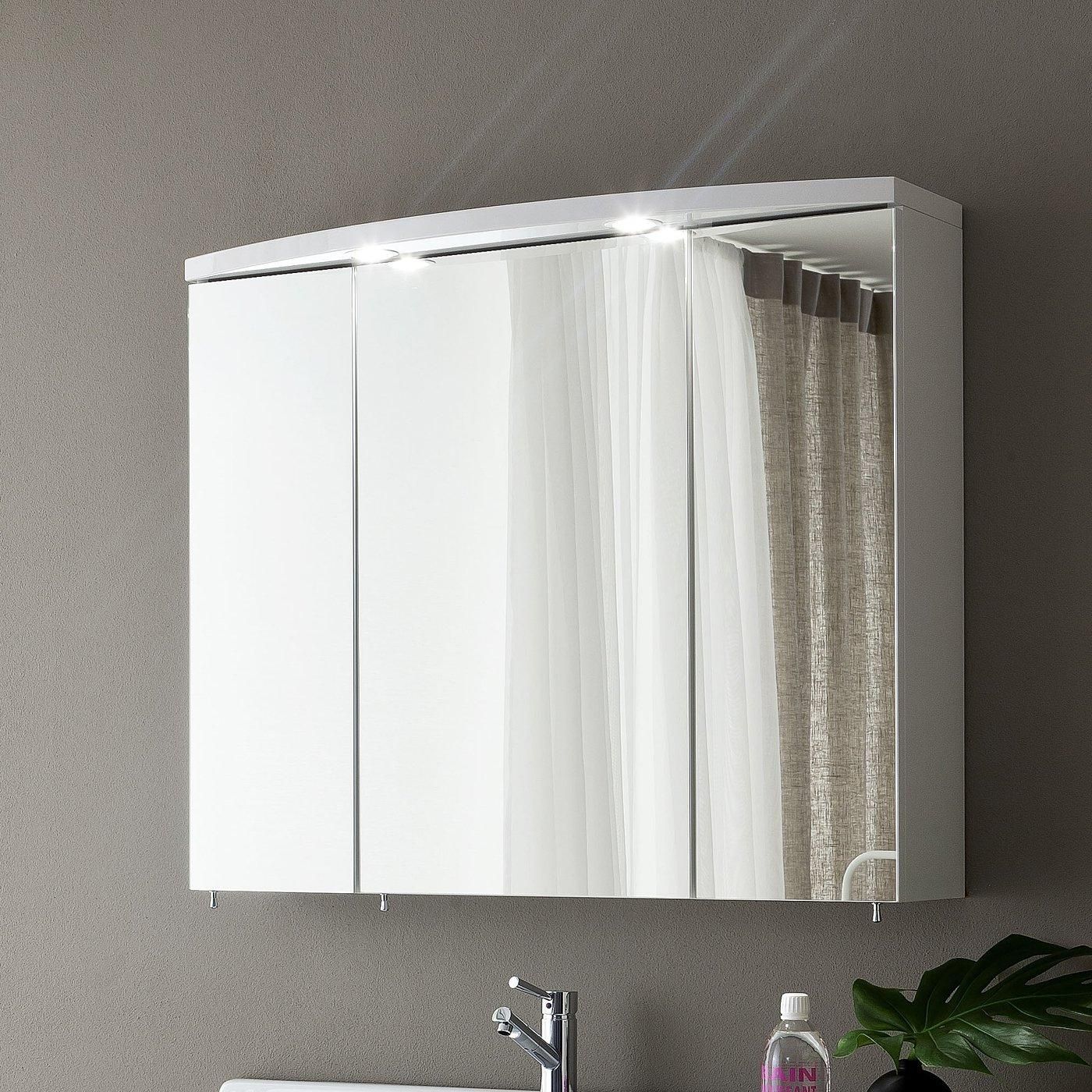 Bathroom: Triple Cabinet Mirror With Upper Lighting For Bathroom Pertaining To Triple Wall Mirror (Photo 17 of 20)