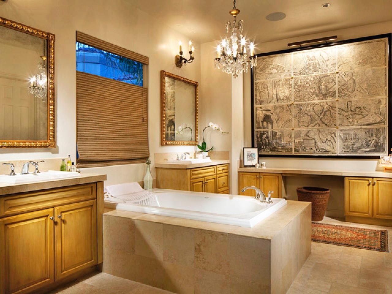 Bathrooms Classic Style Bathroom With Small Bathtub Under Small Within Modern Bathroom Chandelier Lighting (View 9 of 25)