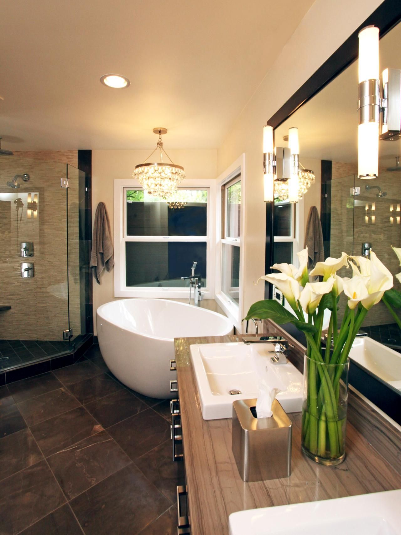 Bathrooms Cool Bathroom With White Bathtub And Modern Bathroom Throughout Modern Bathroom Chandelier Lighting (View 7 of 25)