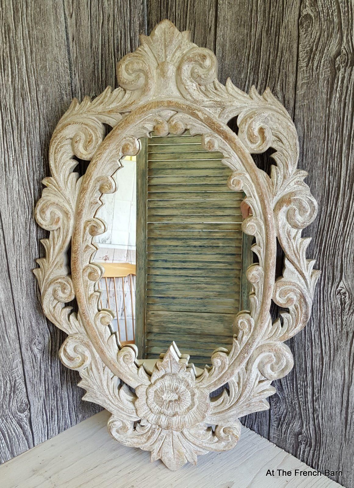 Beautiful Carved Wood Oval Mirror Vintage Ornate – White With Vintage Ornate Mirror (View 4 of 20)