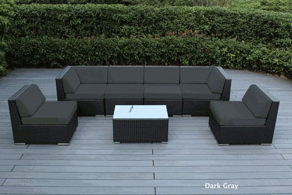 Beautiful Outdoor Patio Wicker Furniture Deep Seating 7Pc Couch Intended For Black Wicker Sofas (View 17 of 20)