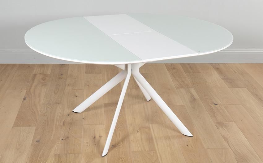 Blake Round White High Gloss And Glass Extending Dining Table 115 Throughout White Round Extending Dining Tables (Photo 1 of 20)