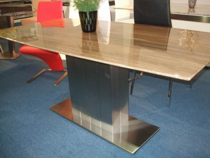 Blue Modern Glass Dining Table Stainless Steel Base Throughout Blue Glass Dining Tables (View 19 of 20)