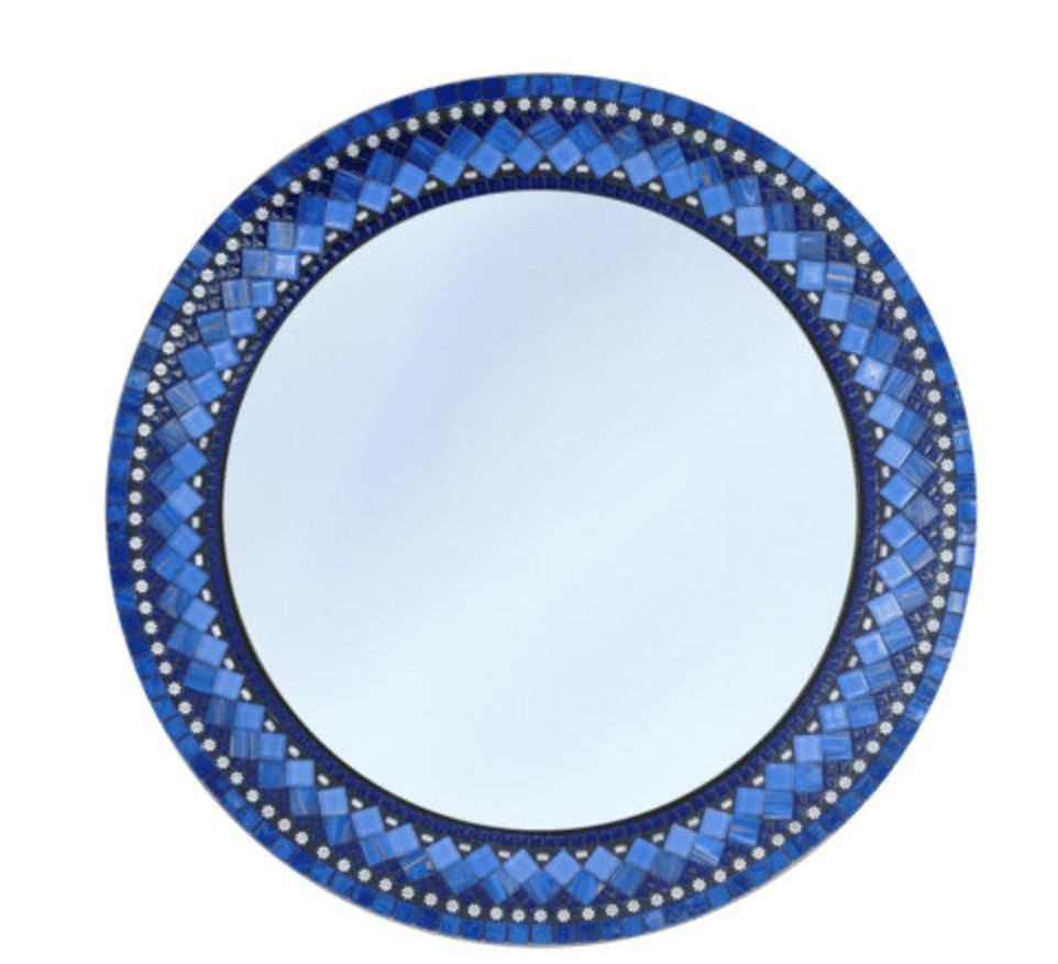 Blue Round Mosaic Mirror In Round Mosaic Mirrors (View 7 of 20)