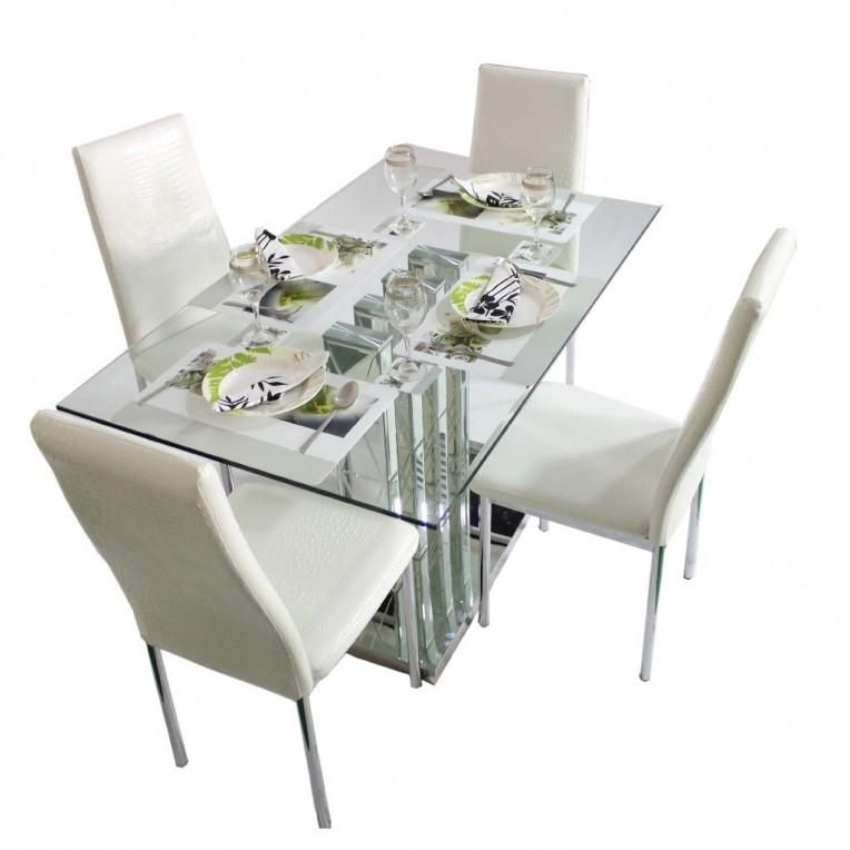 Breathtaking 4 Seater Dining Table And Chairs Crystal Set Throughout Crystal Dining Tables (View 5 of 20)