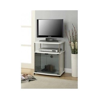 Brilliant Favorite Small White TV Stands Within White Tv Stand Small Media Console Table Glass Doors Wood Corner (View 9 of 50)