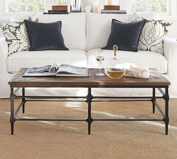 Brilliant High Quality Reclaimed Wood Coffee Tables Pertaining To Parquet Reclaimed Wood Rectangular Coffee Table Pottery Barn (Photo 36 of 50)