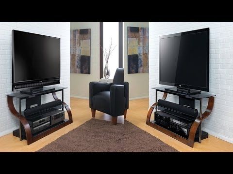 Brilliant Latest Bell’O Triple Play TV Stands Intended For Bello Cw343 Curved Wood Audio Video Furniture For 27 To 55 Inch (View 43 of 50)