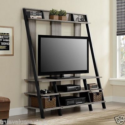 Brilliant Latest Rustic Oak TV Stands For Oak Wood Ladder Tv Stand 4 Tier Media Cabinet Display Shelf Rustic (Photo 50 of 50)