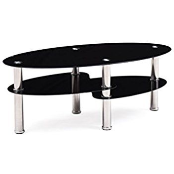 Brilliant New Oval Black Glass Coffee Tables Pertaining To Amazon Hodedah Three Tier Oval Tempered Glass Coffee Table (Photo 50 of 50)