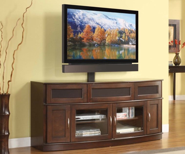 Brilliant Popular LED TV Stands In Furniture Brown Polished Wooden Tv Stands With Mounts And Drawers (Photo 18 of 50)