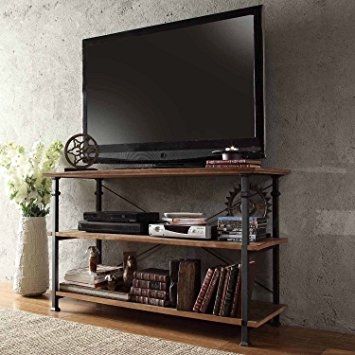 Brilliant Popular Wood And Metal TV Stands With Amazon Modhaus Modern Industrial Light Brown Rustic Wood And (Photo 1 of 50)