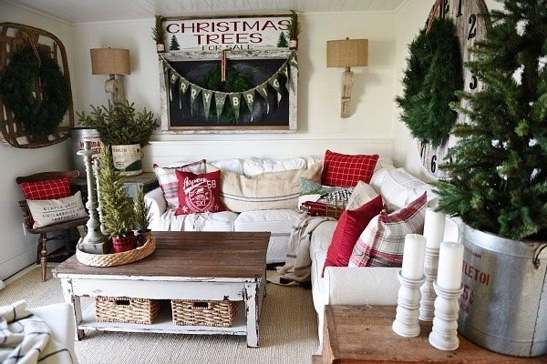 Brilliant Series Of Rustic Christmas Coffee Table Decors Inside Cozy Rustic Christmas Cottage Living Room Liz Marie Blog (Photo 27513 of 35622)