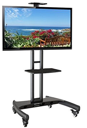 Brilliant Top 61 Inch TV Stands Throughout Amazon Elitech Rolling Tv Cart Mobile Tv Stand For Up To  (View 29 of 50)