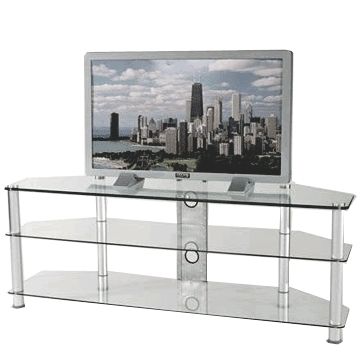 Brilliant Trendy Silver TV Stands In Rta Large 3 Shelf Silver And Glass Tv Stand For 36 60 Inch Screens (View 3 of 50)