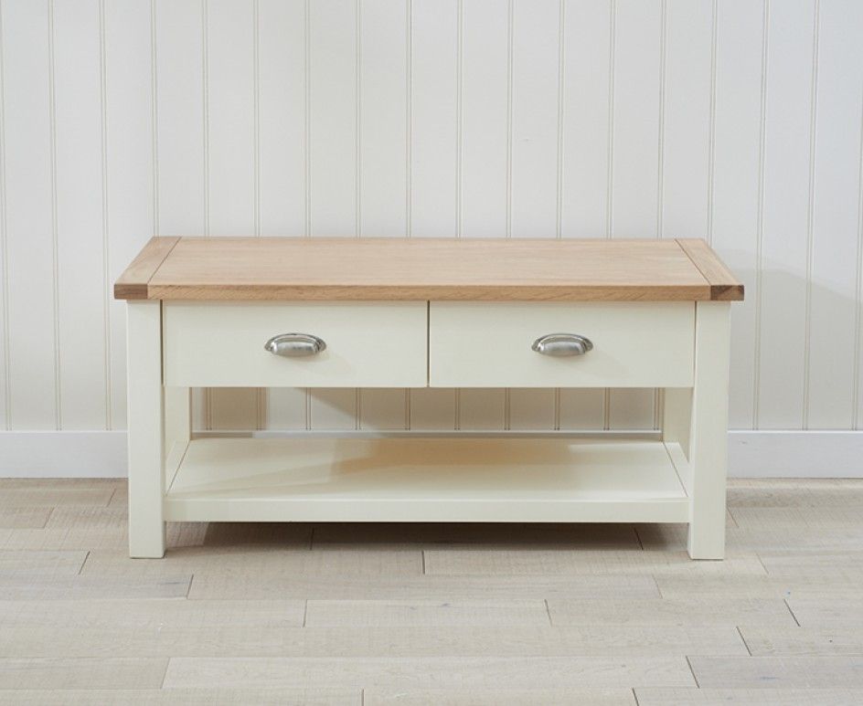 Brilliant Wellliked Cream Coffee Tables With Drawers With Somerset Oak And Cream Coffee Table The Great Furniture Trading (Photo 10 of 50)