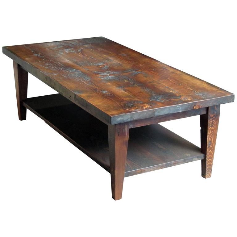 Brilliant Wellliked Rustic Coffee Tables With Bottom Shelf For Reclaimed Semi Rustic Pine Coffee Table With Bottom Shelf And (Photo 3 of 50)