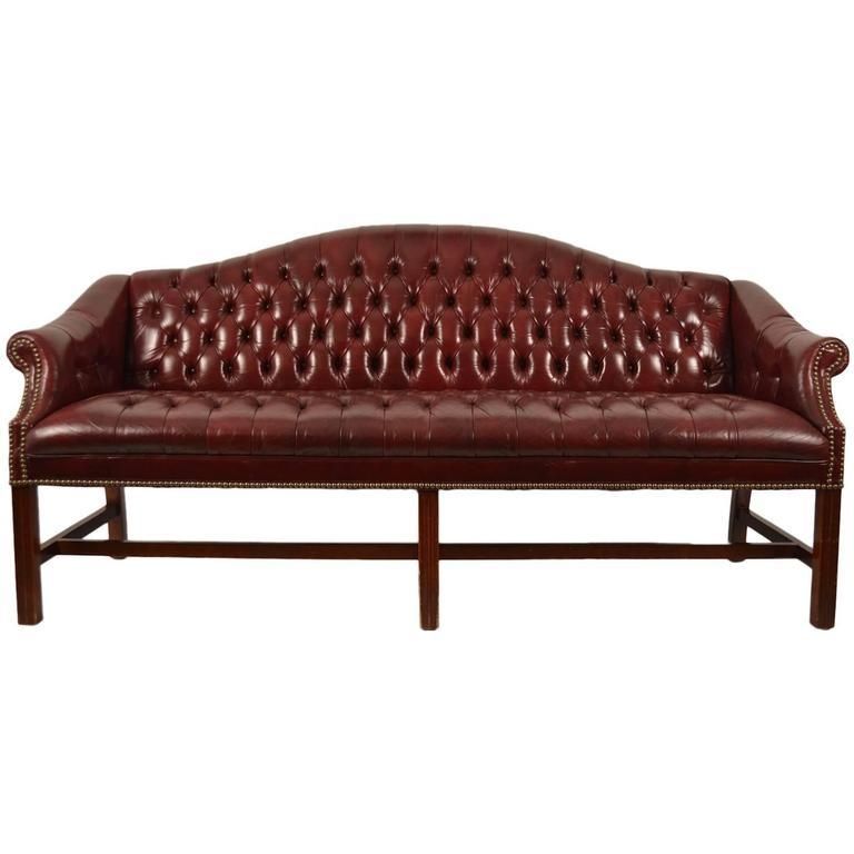 Burgundy Leather Chippendale Camelback Sofa At 1Stdibs For Chippendale Camelback Sofas (View 12 of 20)