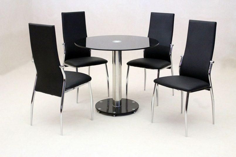 Chair White Gloss Black Glass Dining Table And 4 Chairs Homegenies With Small Round Dining Table With 4 Chairs (Photo 20 of 20)