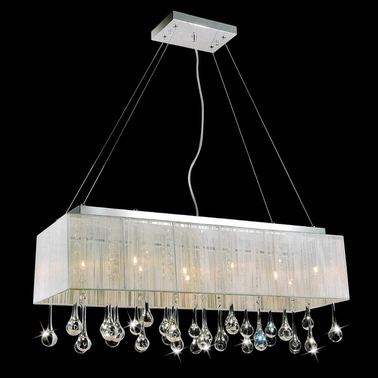 Chandelier Awesome Rectangular Drum Chandelier Terrific Pertaining To Linen Chandeliers (View 7 of 25)