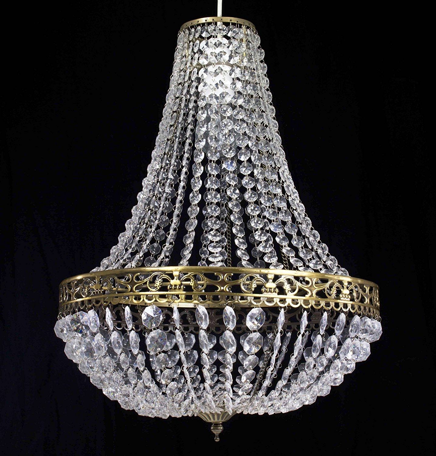 Chandelier Style Clear Acrylic Chrome Ceiling Light Shade Easy Fit Throughout Acrylic Chandelier Lighting (View 13 of 25)