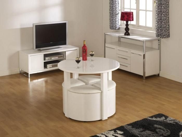 Charisma White High Gloss Stowaway Dining Set | High Gloss Dining Intended For Stowaway Dining Tables And Chairs (View 8 of 20)