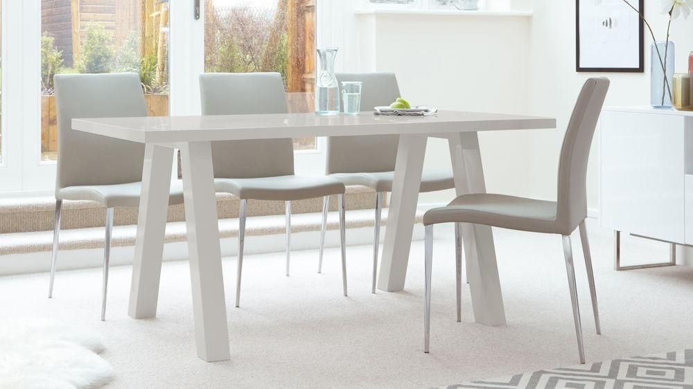 Contemporary 6 Seater Grey Gloss Dining Table | Uk For 6 Seat Dining Table Sets (View 18 of 20)