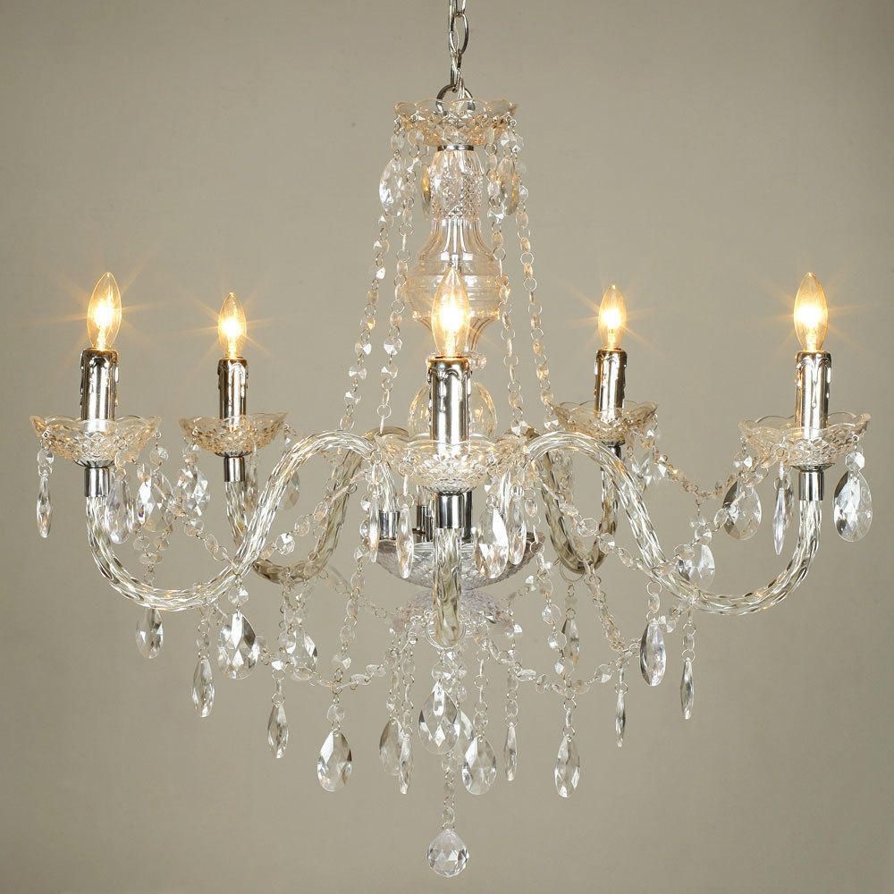 Crystal Acrylic Chandelier 5 Lights At Lightingbox Canada With Regard To Acrylic Chandelier Lighting (View 8 of 25)