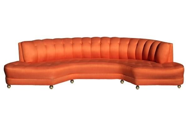 Custom 1950's Orange Sofa & Ottoman | Red Modern Furniture Inside Orange Modern Sofas (View 14 of 20)