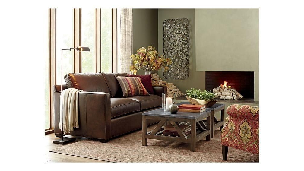 Davis Comfortable Leather Sofa | Crate And Barrel Regarding Davis Sofas (Photo 7 of 20)