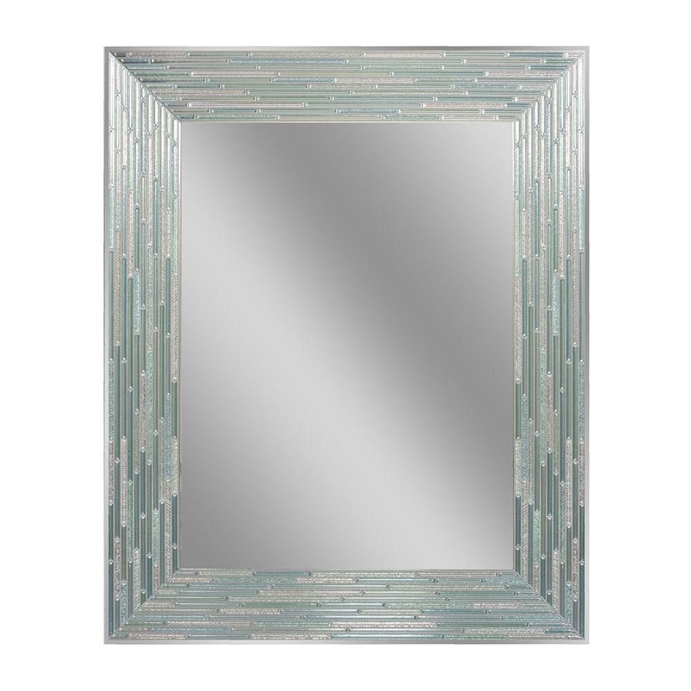 Deco Mirror 30 In. L X 24 In. W Reeded Sea Glass Wall Mirror 1205 Inside Art Deco Mirrors (Photo 19 of 20)