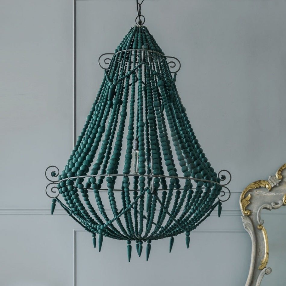 Decor Lovable Beaded Chandelier With White Wood Beads Lighting With Regard To Turquoise Wood Bead Chandeliers (View 9 of 25)