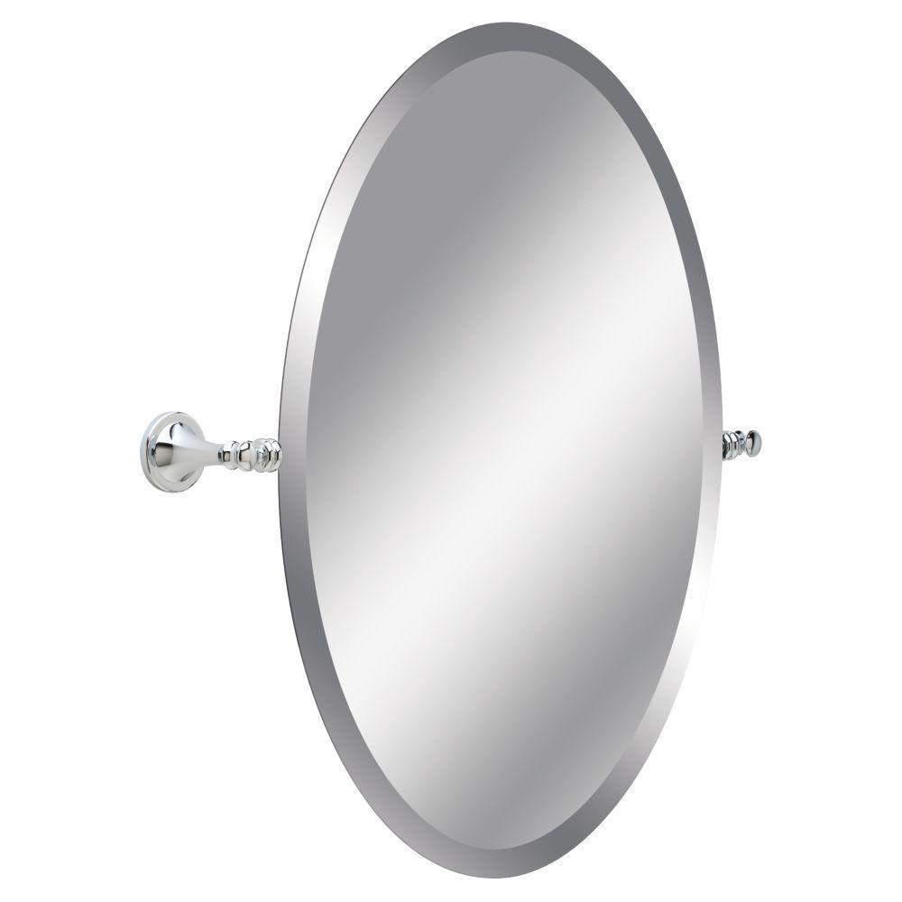 Delta Silverton 26 In. L X 24 In. W Wall Mirror In Chrome 132892 With Oval Silver Mirror (Photo 17 of 20)