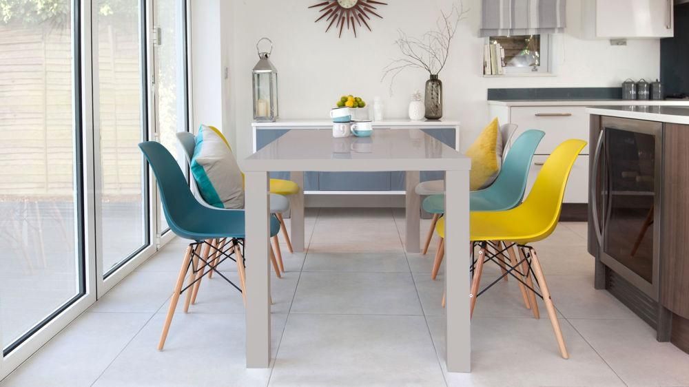 Eames Chairs And Grey Gloss 6 Seater Dining Set| Danetti Uk Regarding Cheap 6 Seater Dining Tables And Chairs (View 15 of 20)