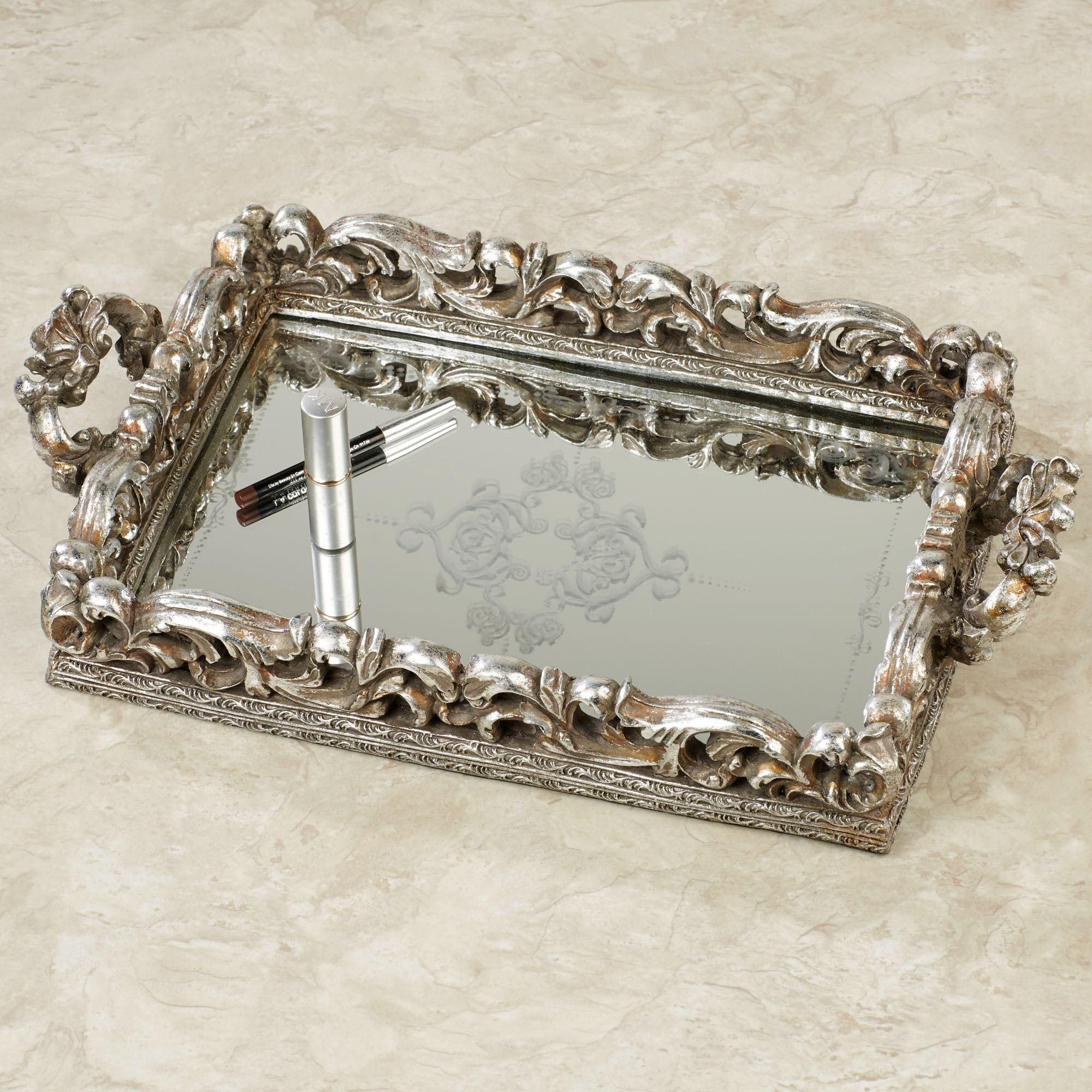 Elaine Antique Silver Mirrored Vanity Tray For Venetian Tray Mirror (Photo 5 of 20)