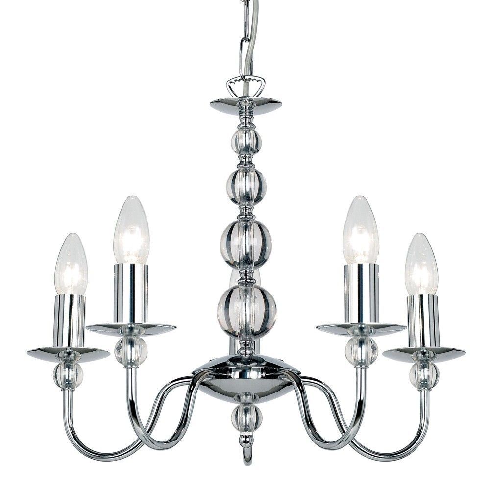 Endon 2013 5ch 5 Light Chandelier In Chrome And Glass From Lights Pertaining To Endon Lighting Chandeliers (View 11 of 25)