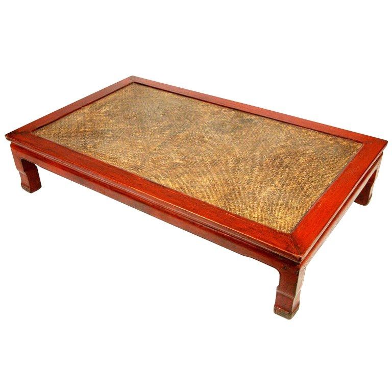 Excellent Brand New Chinese Coffee Tables In Chinese Red Lacquer Coffee Table With Woven Rice Top For Sale At (View 45 of 50)