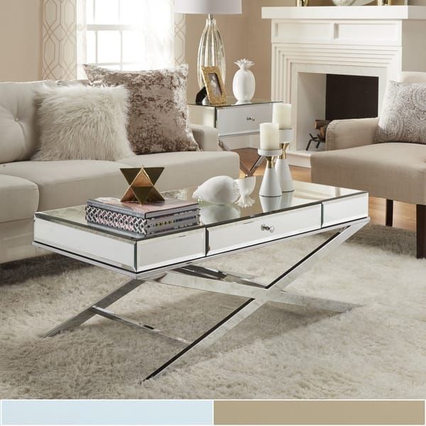 Excellent Common Coffee Tables Mirrored Intended For Camille X Base Mirrored Accent Campaign Table Inspire Q Bold (View 27 of 50)