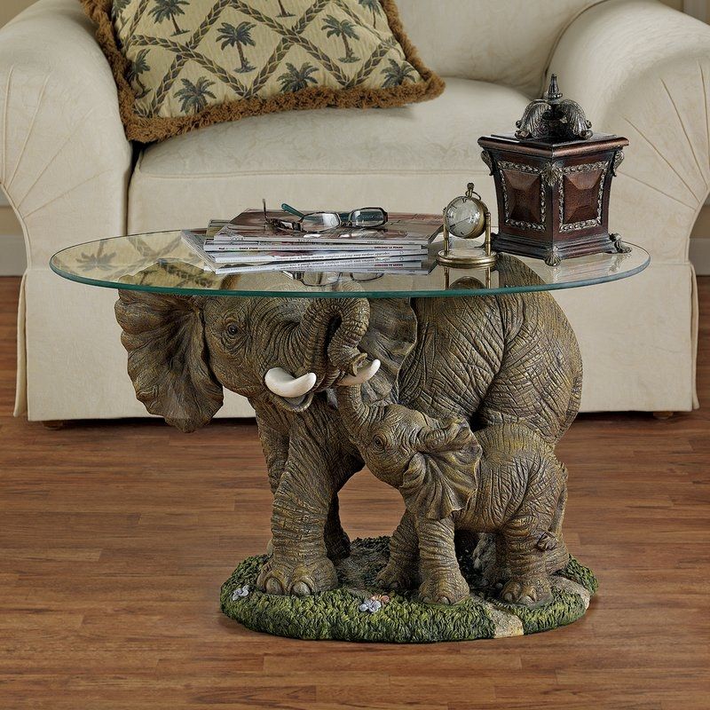 Excellent Common Elephant Coffee Tables Within Design Toscano Elephants Majesty Coffee Table With Glass Top (View 6 of 50)