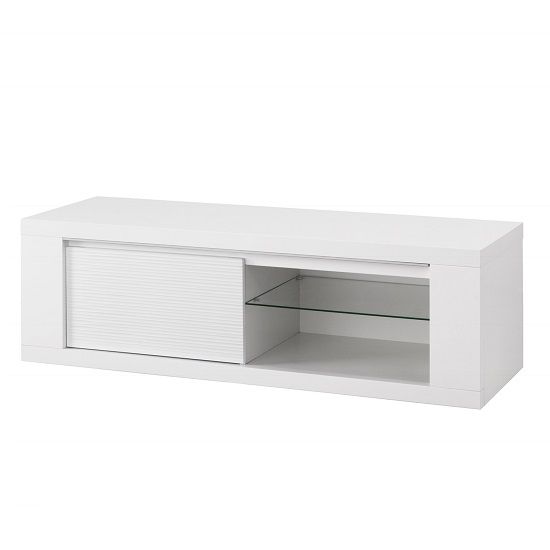 Excellent Common White Gloss TV Stands Regarding Pamela Modern Tv Stand In White High Gloss With Lighting (Photo 9 of 50)