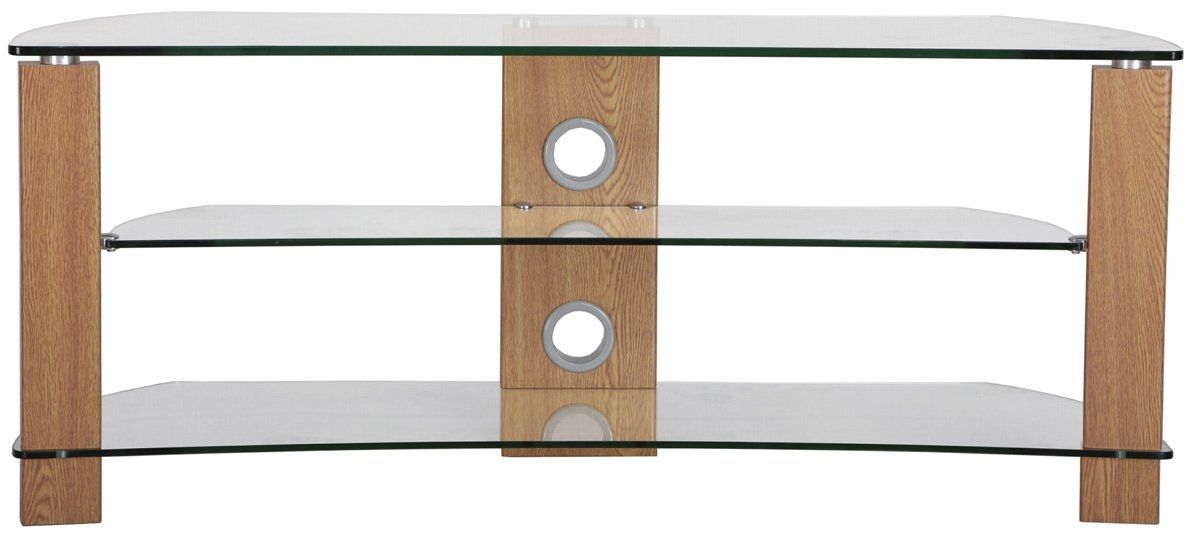 Excellent Deluxe Glass And Oak TV Stands Intended For Tnw Vision Curve Oak 1200 Tv Stands (View 1 of 50)