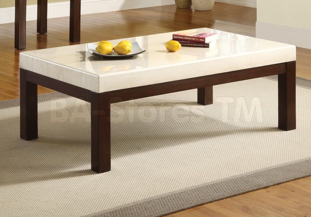 Excellent Elite White And Brown Coffee Tables Inside Terrific Modern Marble White Coffee Table With Black Wooden Legs (View 14 of 40)