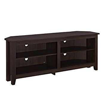 Excellent Famous Large Corner TV Stands Regarding Amazon We Furniture 58 Wood Corner Tv Stand Console (Photo 20 of 50)