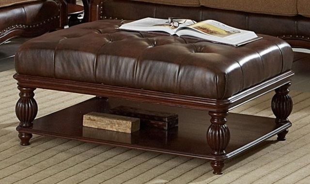 Excellent High Quality Brown Leather Ottoman Coffee Tables For Leather Coffee Table Ottoman (Photo 20 of 50)